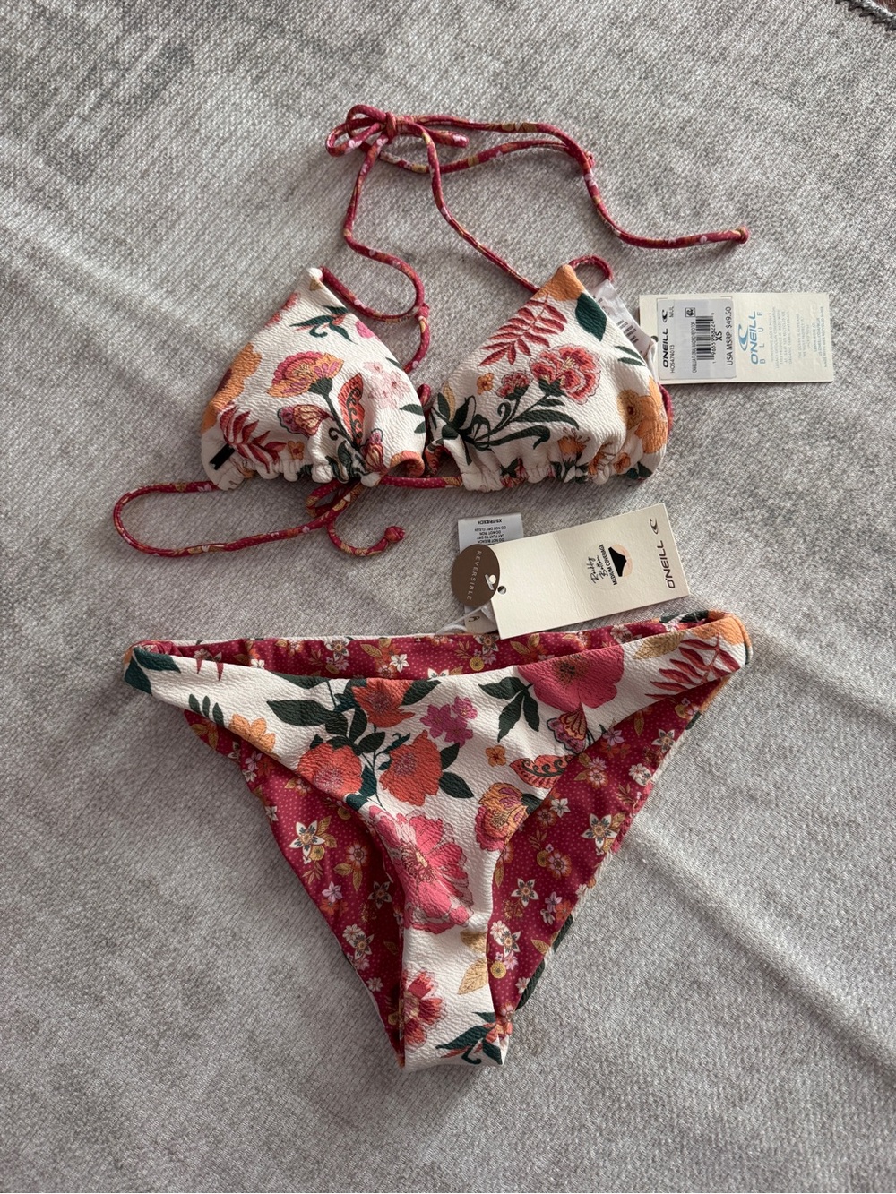 O’Neill Reversible Camellia Floral Bikini XS NWT